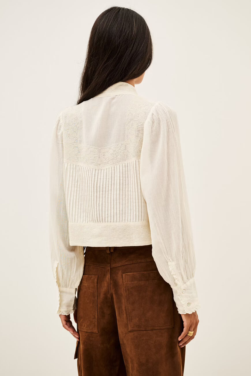BA&SH EMBROIDERED SHIRT TAVIA ECRU