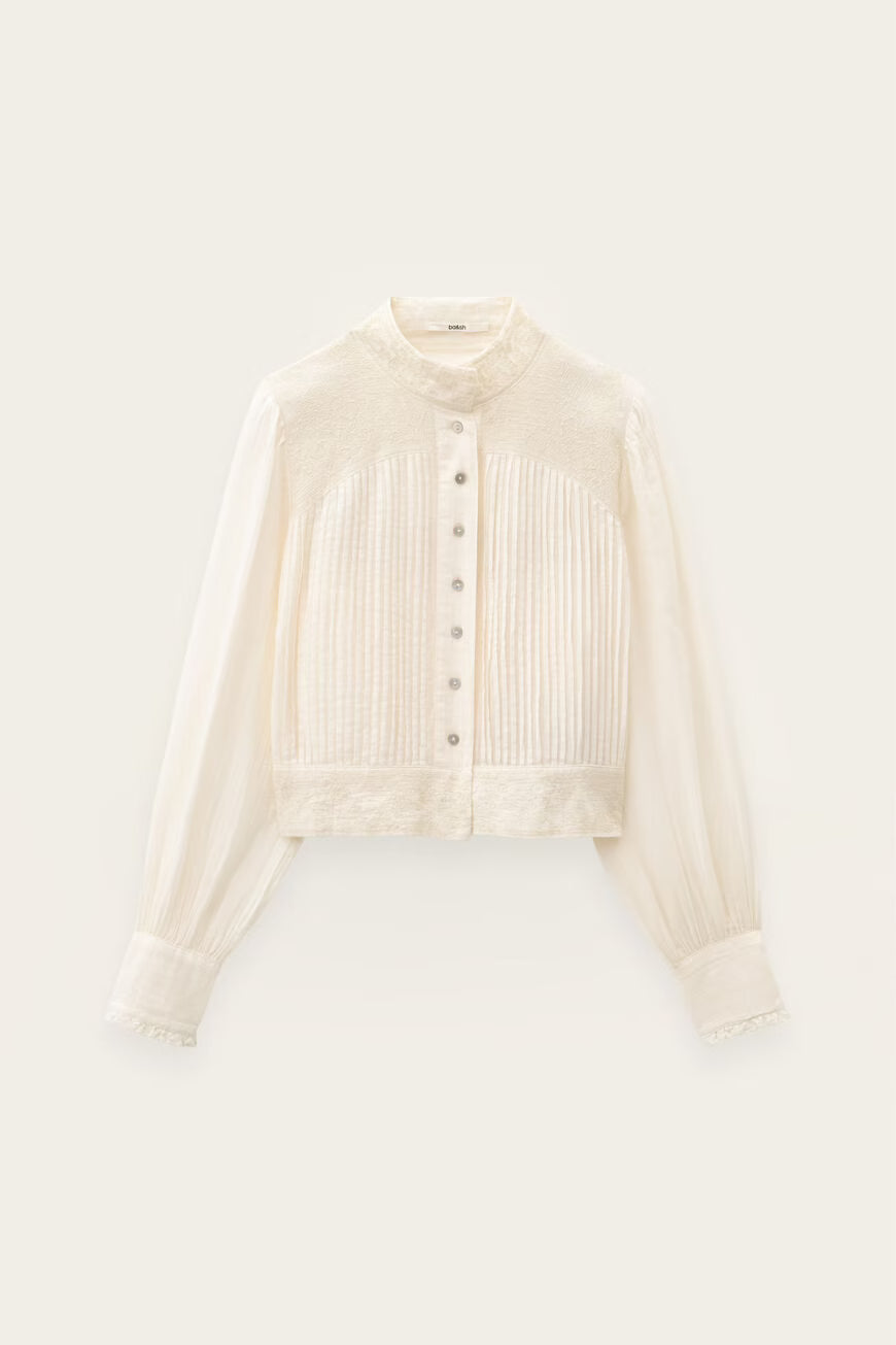 BA&SH EMBROIDERED SHIRT TAVIA ECRU