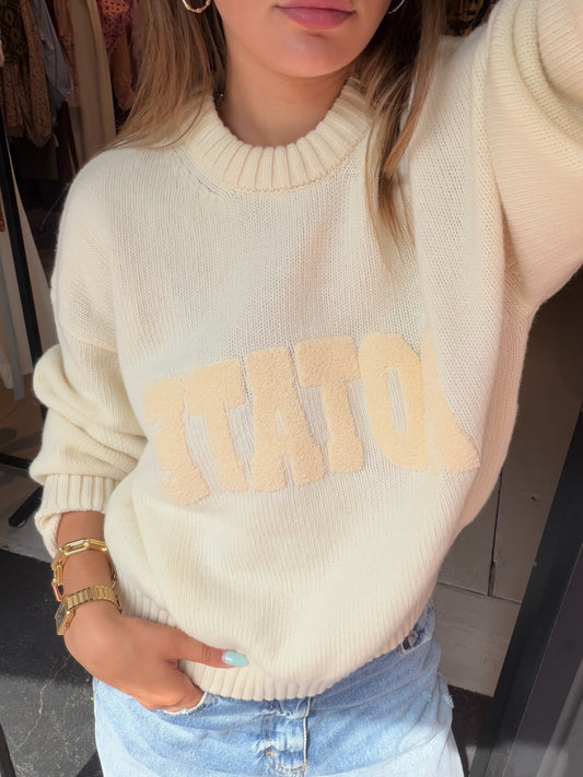 ROTATE CREWNECK SWEATER - BEIGE-WOLWIT