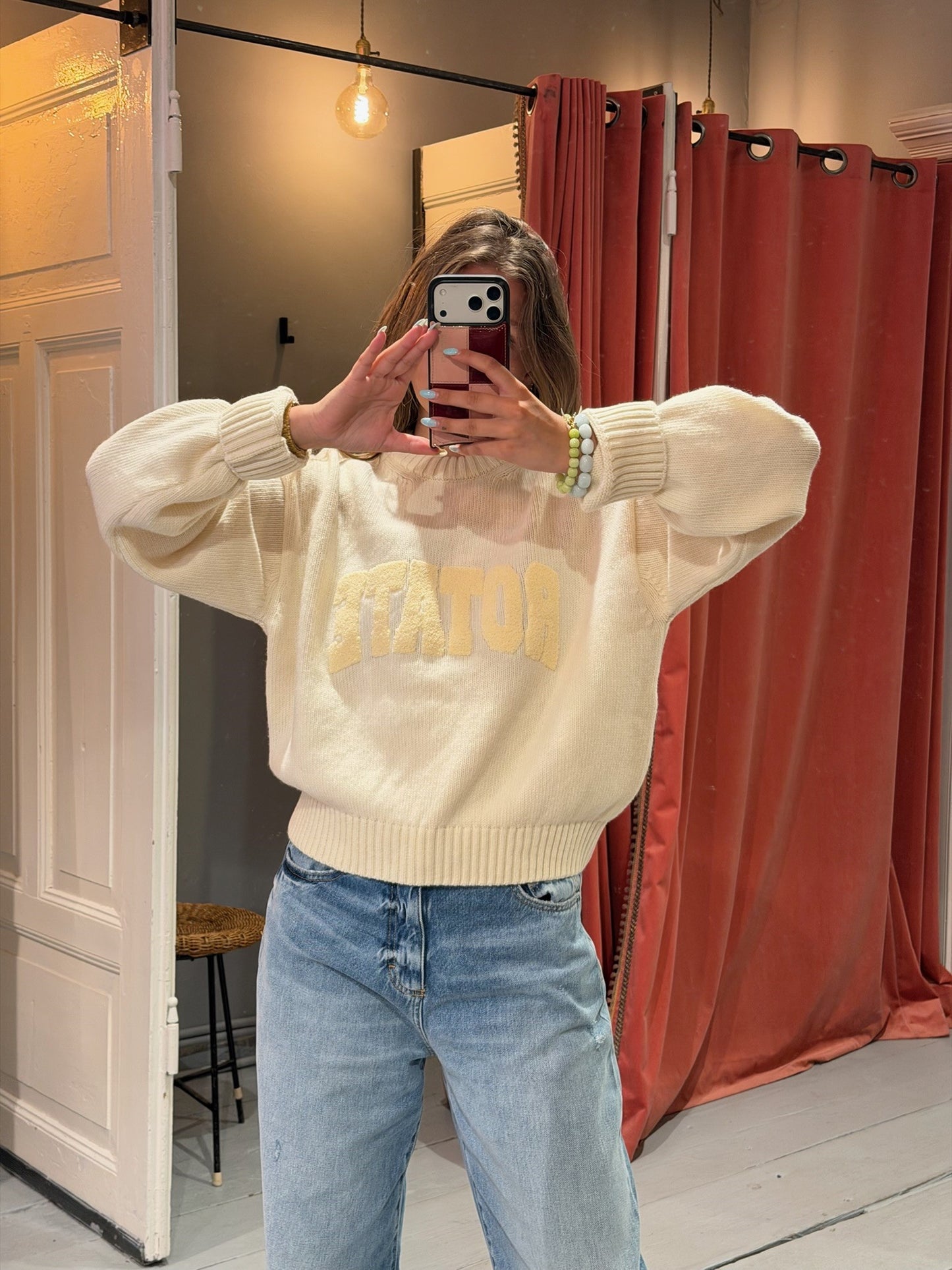 ROTATE CREWNECK SWEATER - BEIGE-WOLWIT