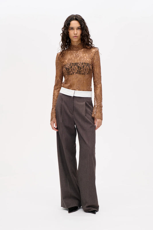 BAUM UND PFERDGARTEN NEYAT PANTS - DARK BROWN PINSTRIPE
