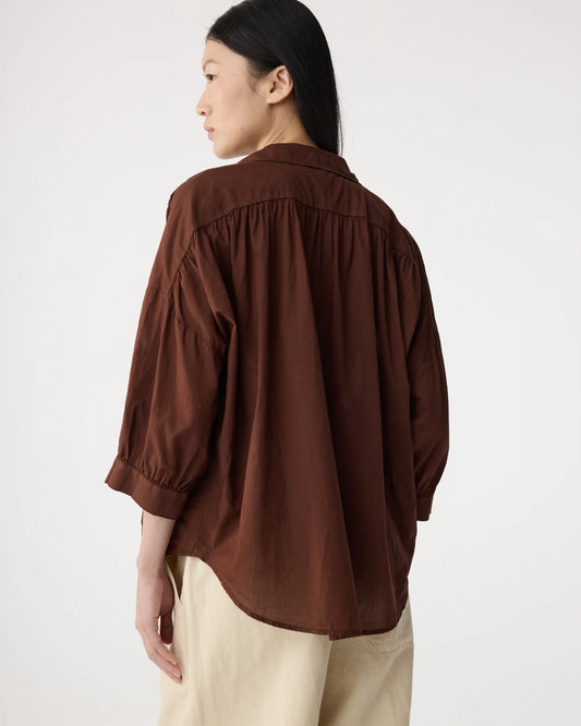 KNITTED MOOK BLOUSE MID BROWN