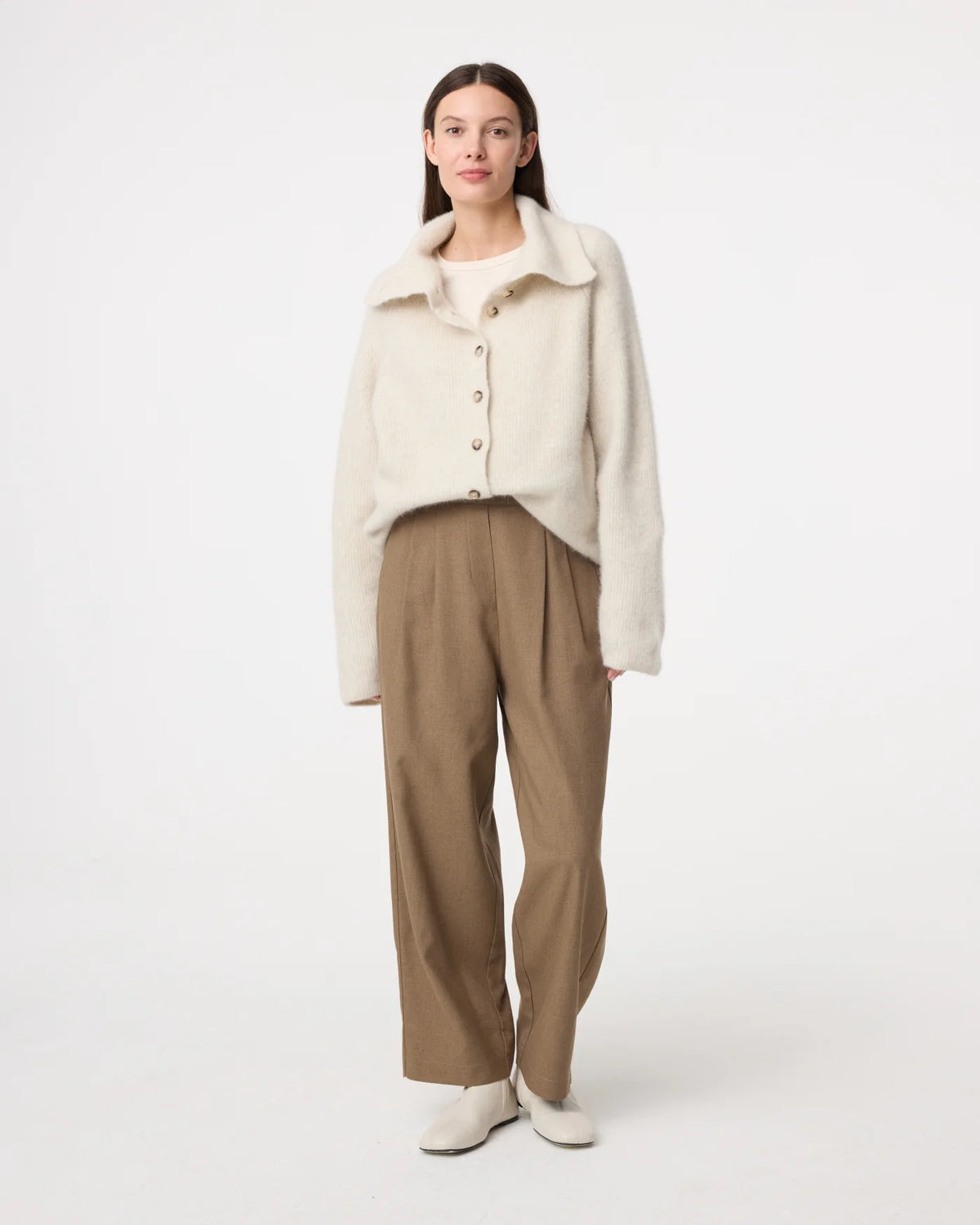 KNITTED MILO CARDIGAN GREIGE