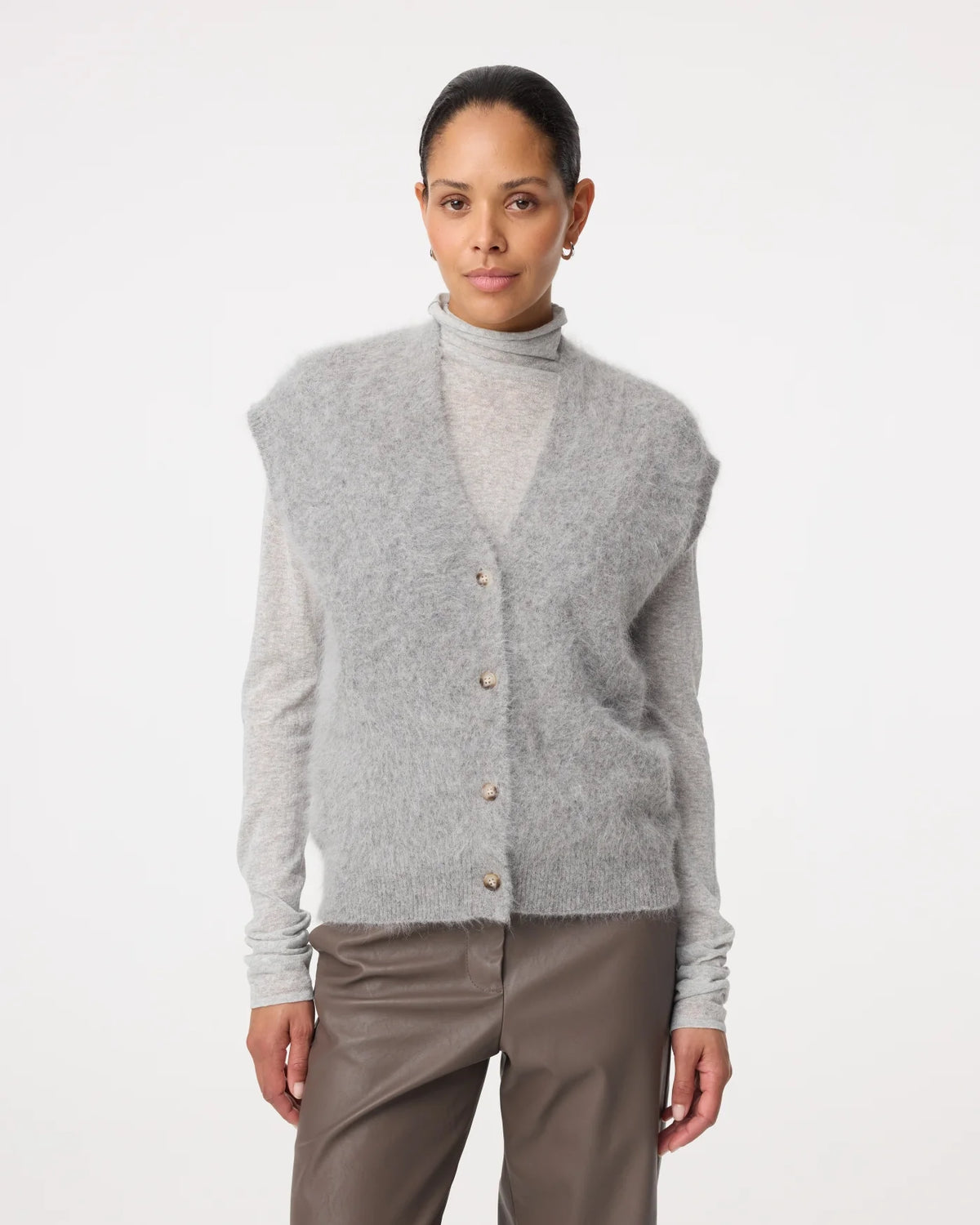 KNIT-TED CONSTANZE CARDIGAN MID GREY