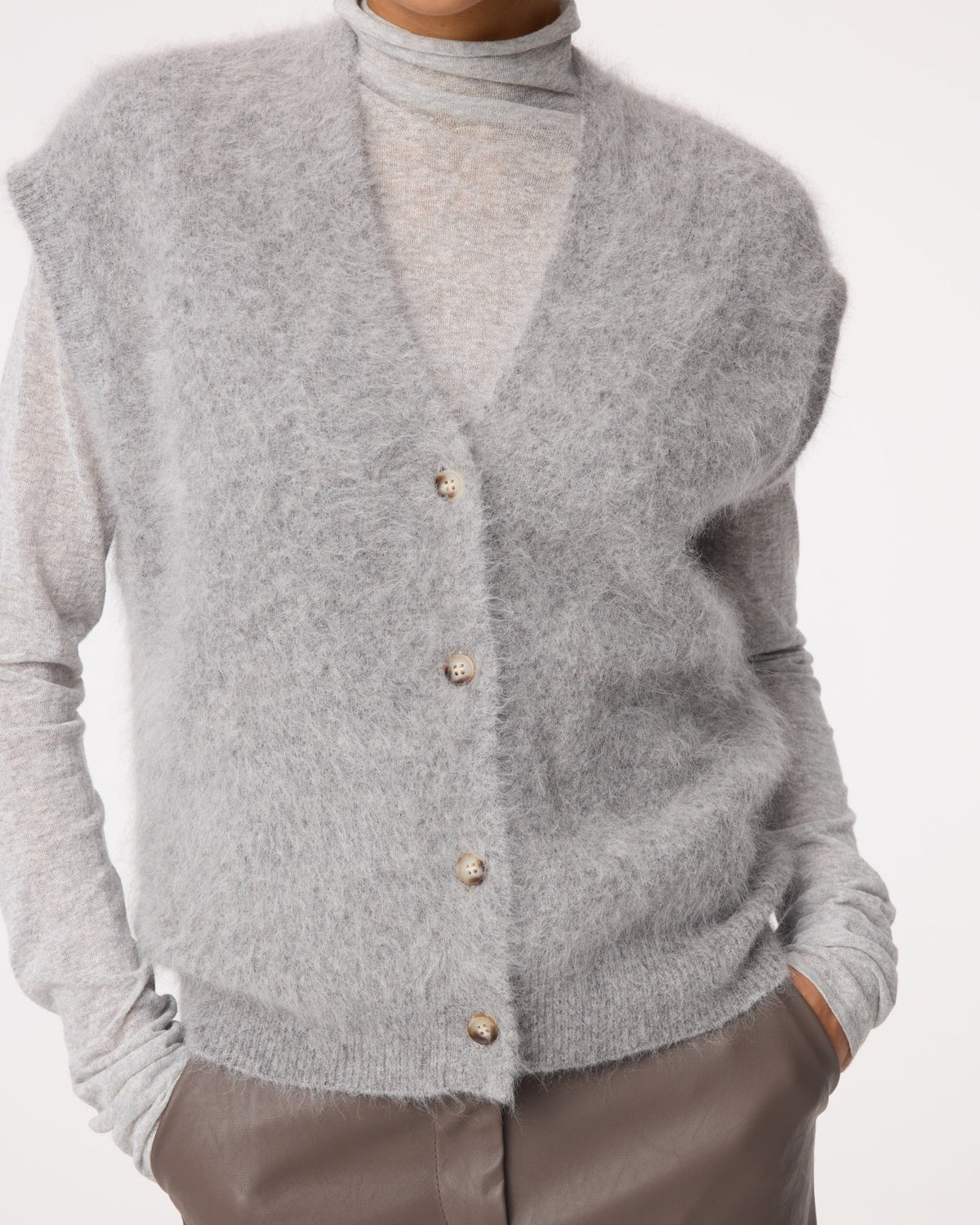 KNIT-TED CONSTANZE CARDIGAN MID GREY