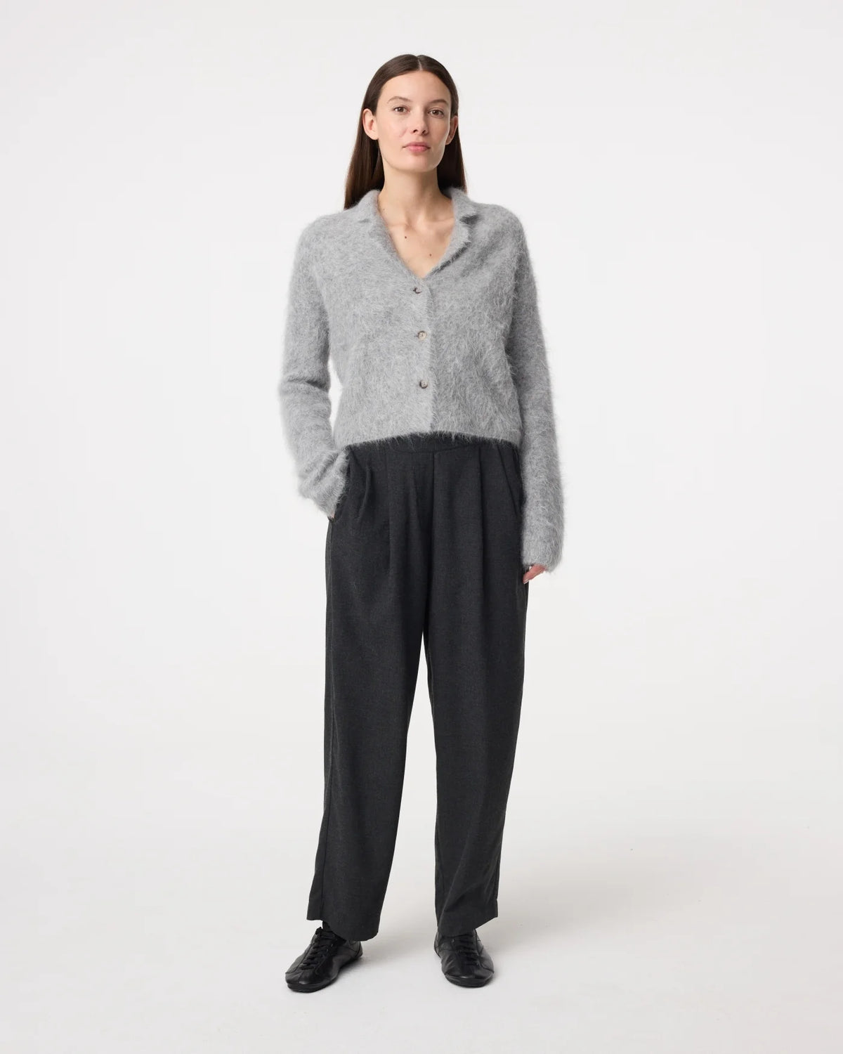 KNITTED NIKI CARDIGAN MID GREY