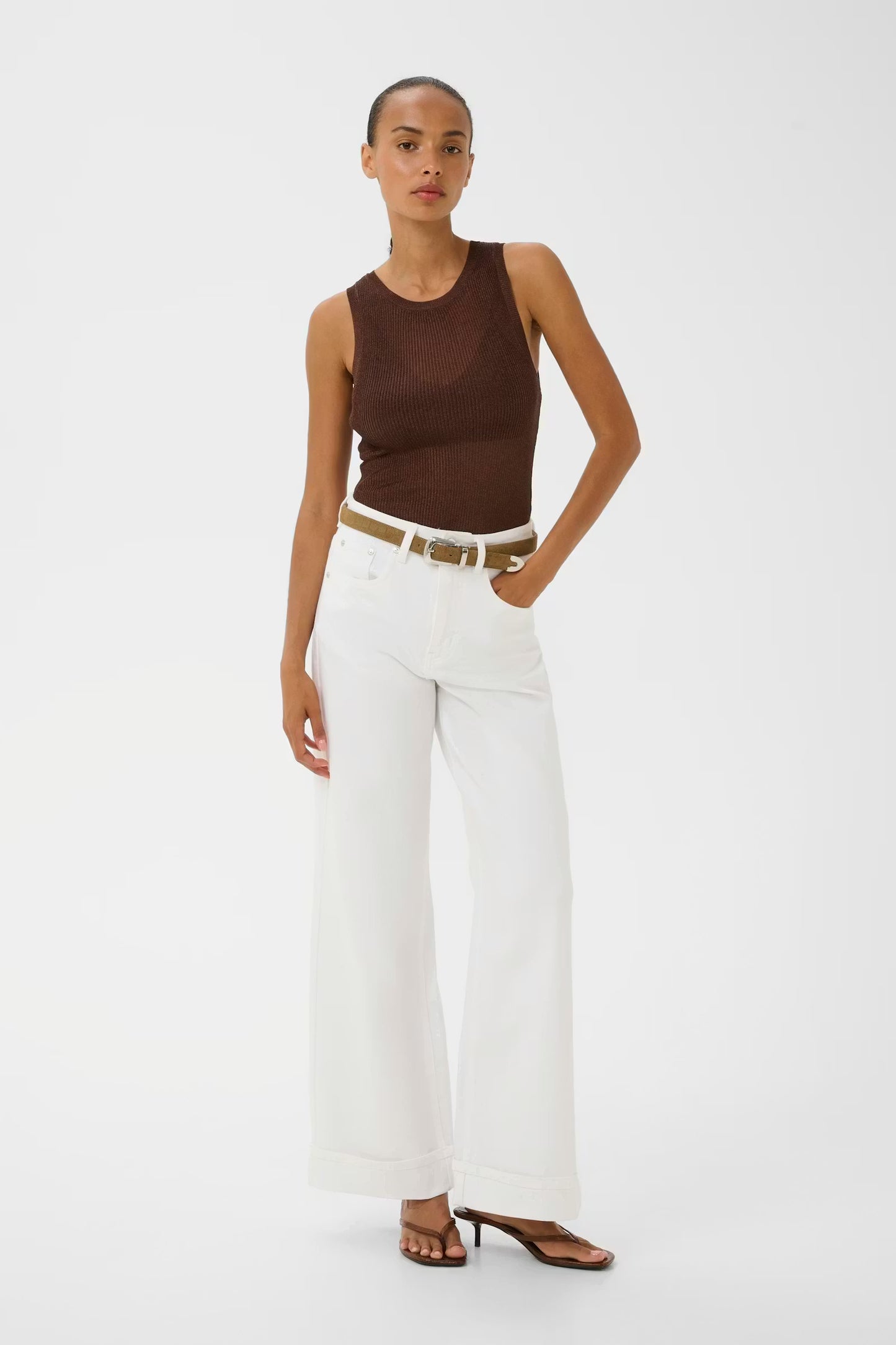 GESTUZ SILVI TOP DEEP BROWN METALLIC