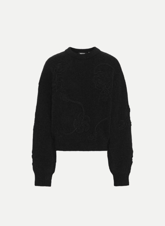 ROTATE 3D FLOWER KNIT - ZWART