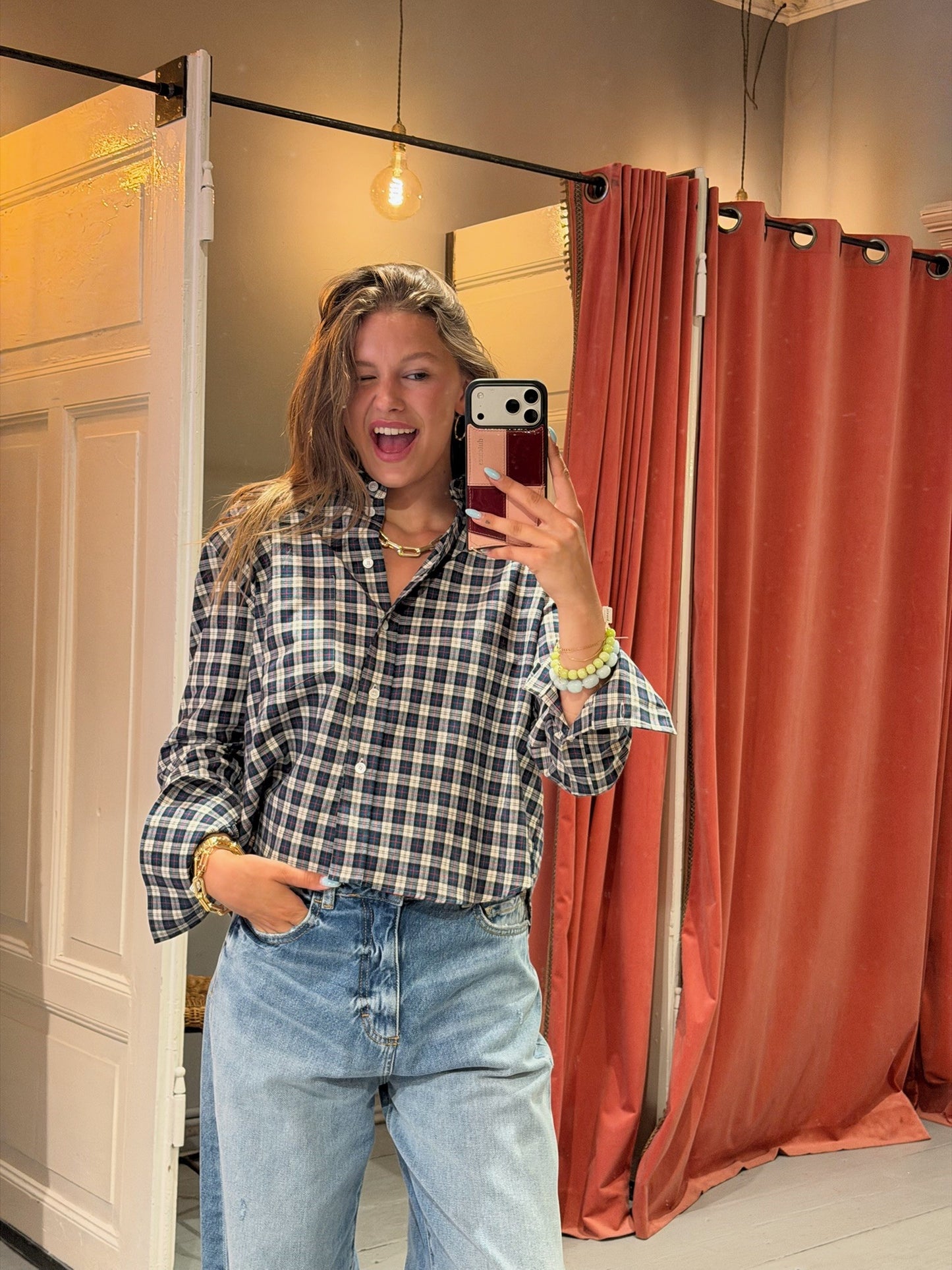 ACADEMIA NIA BLOUSE NAVY CHECK