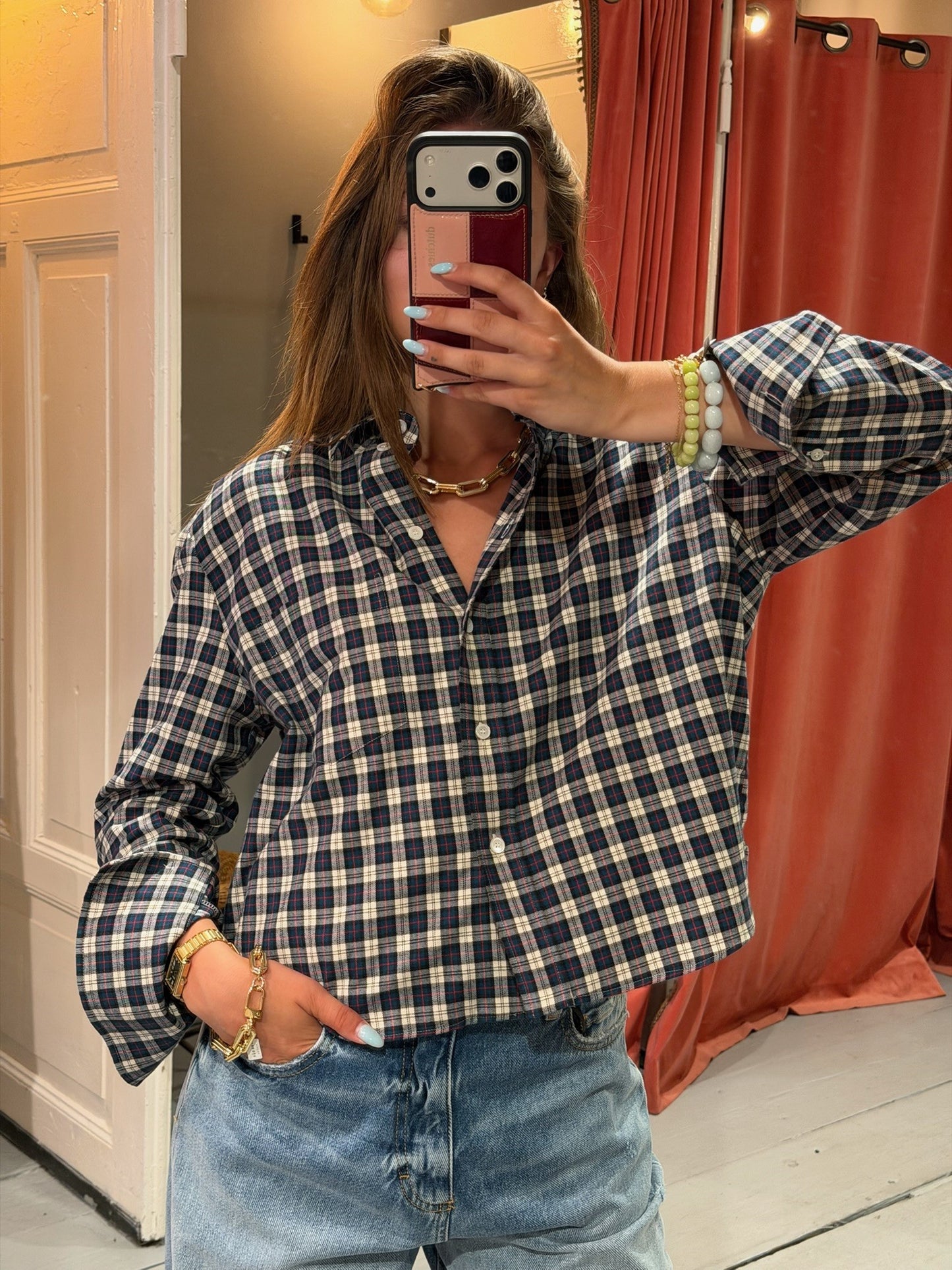 ACADEMIA NIA BLOUSE NAVY CHECK