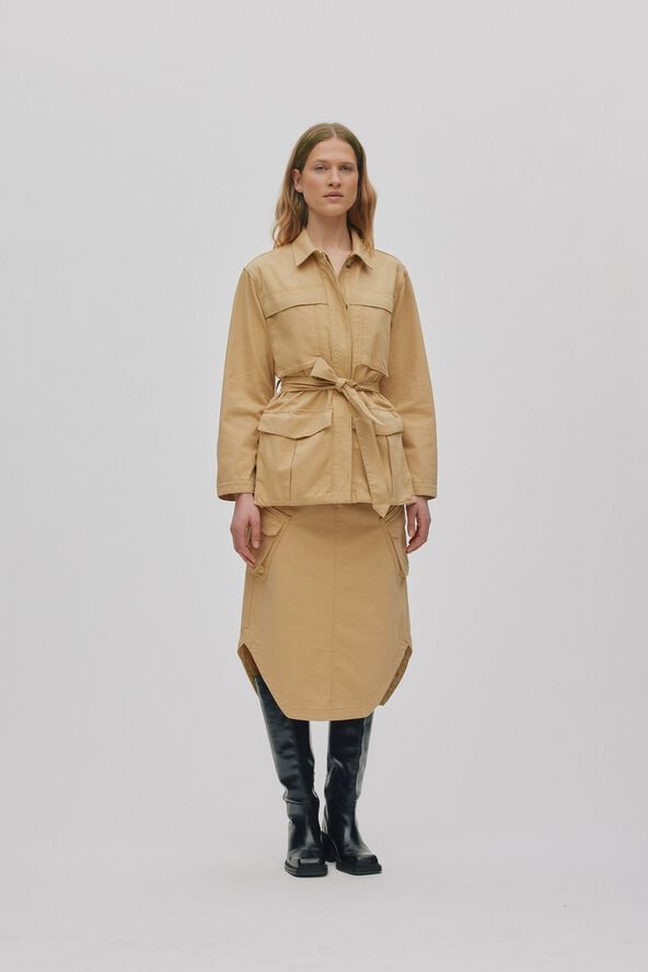 RABENS SALONER TEXTURE CANVAS BELT JACKET SIENNA