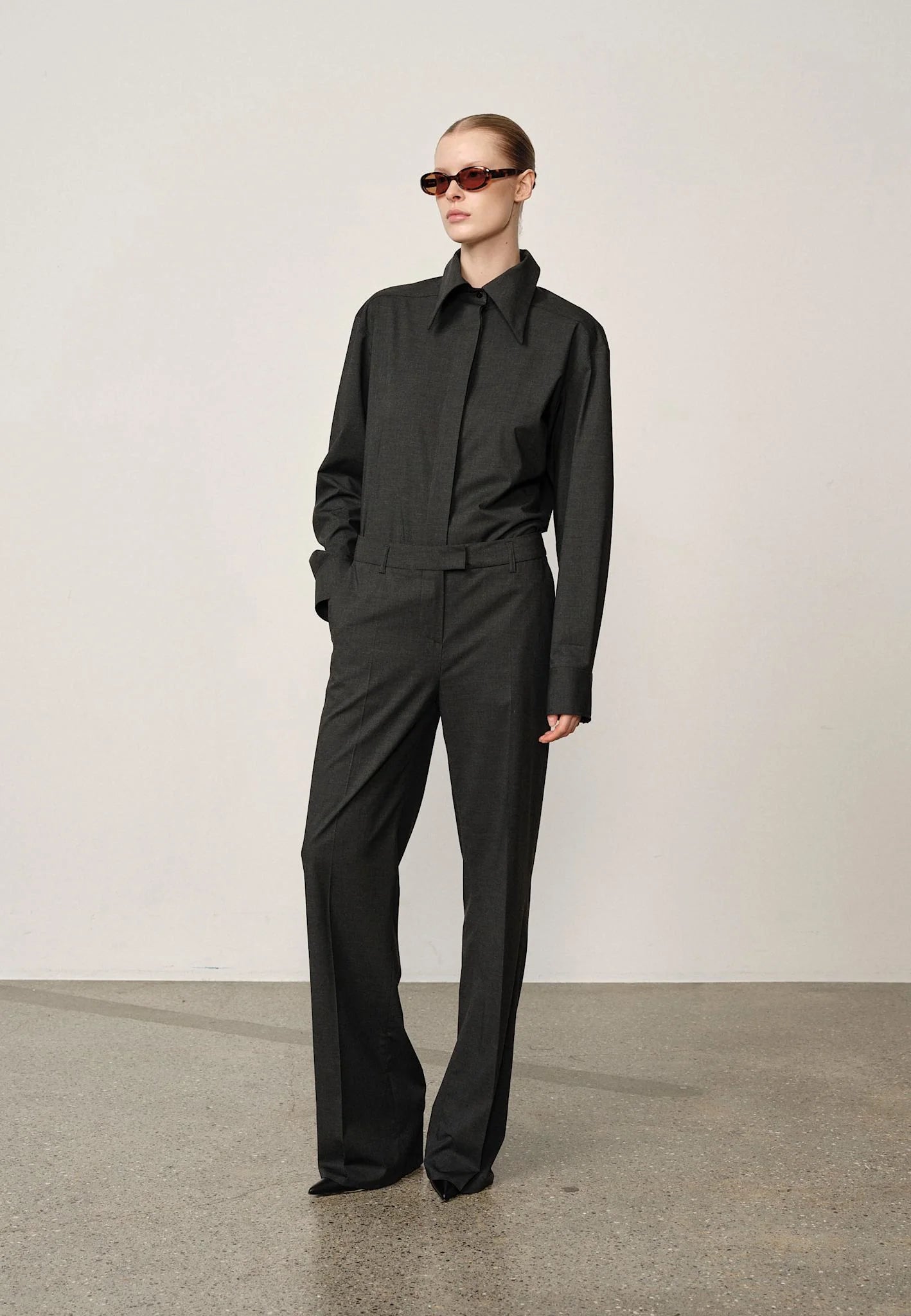 HERSKIND JACK LOW WAIST PANTS DARK GREY