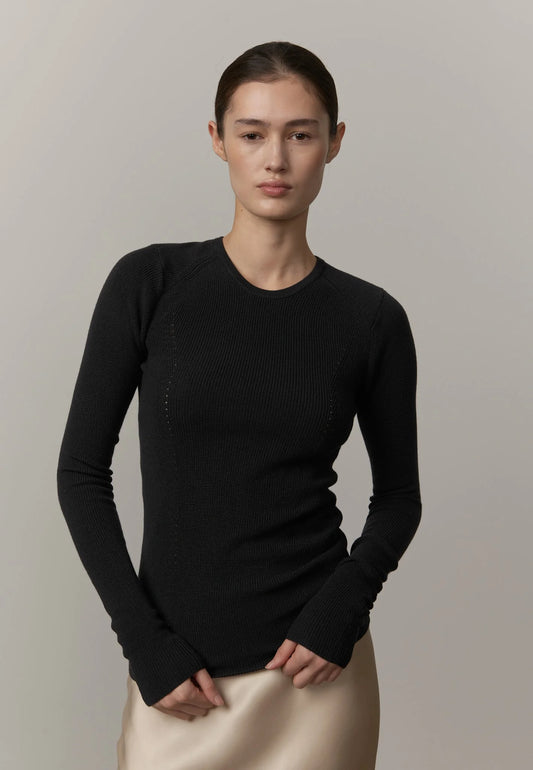 HERSKIND CAMIL KNIT BLOUSE DARK GREY