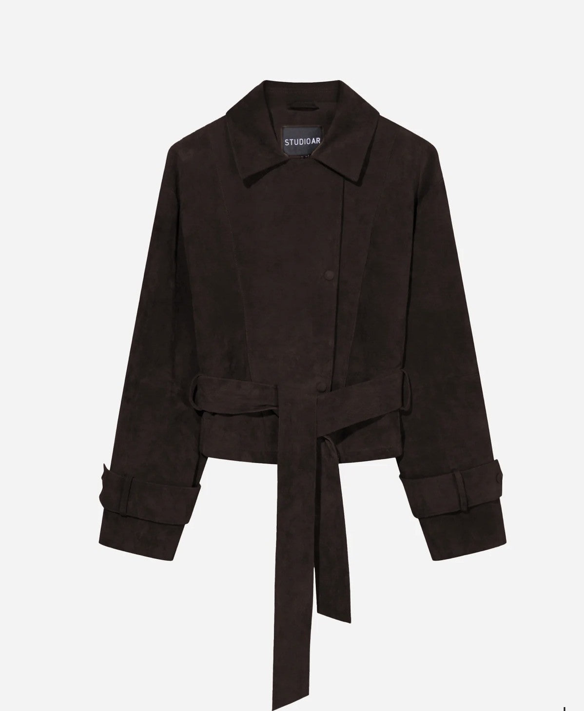 STUDIO AR GWEN SUEDE TRENCHCOAT - VELVET BROWN