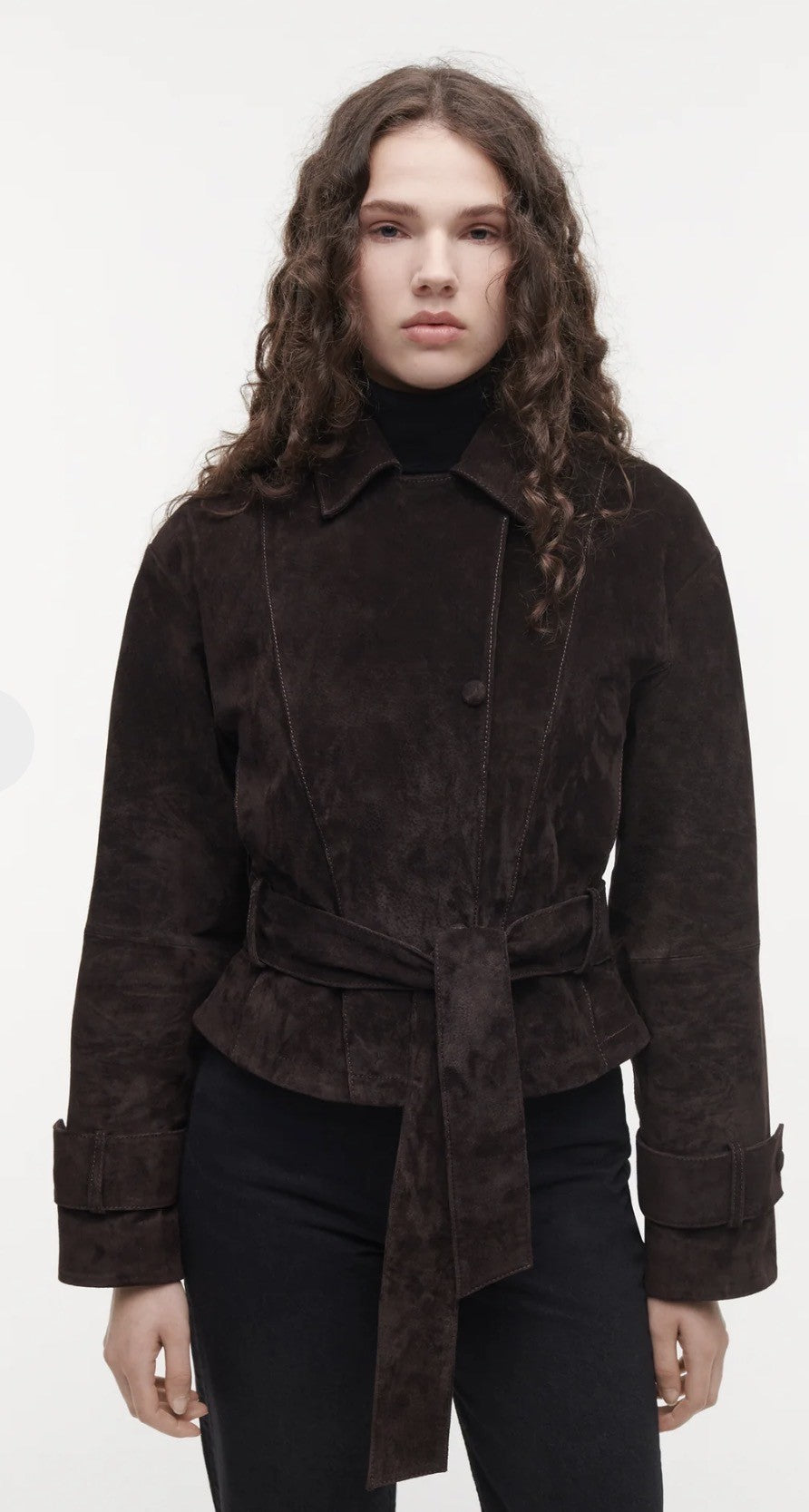 STUDIO AR GWEN SUEDE TRENCHCOAT - VELVET BROWN