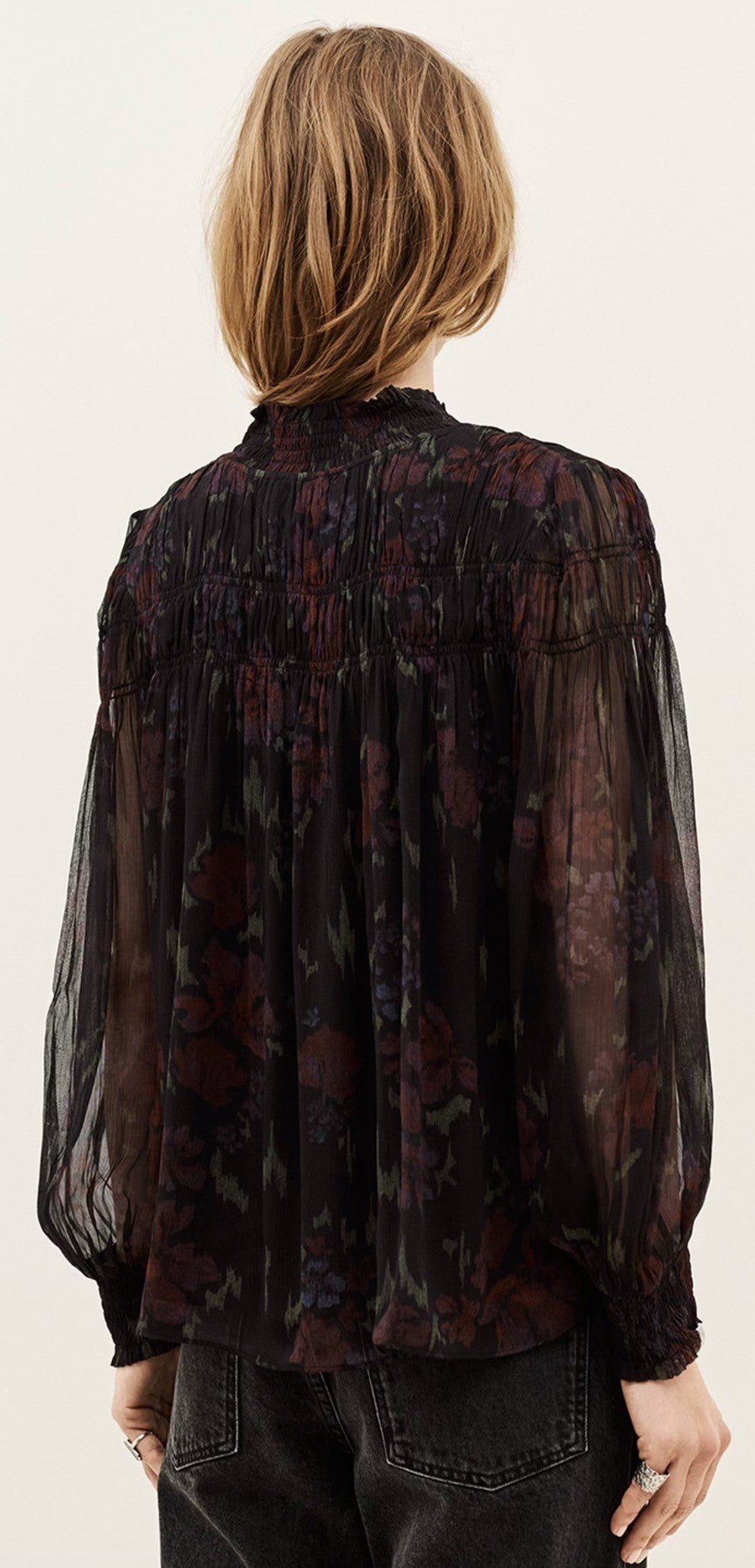 BASH DOUCE BLOUSE - ZWART MET BLOEM