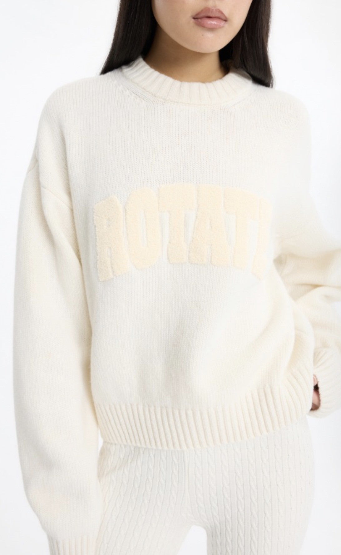 ROTATE CREWNECK SWEATER - BEIGE-WOLWIT