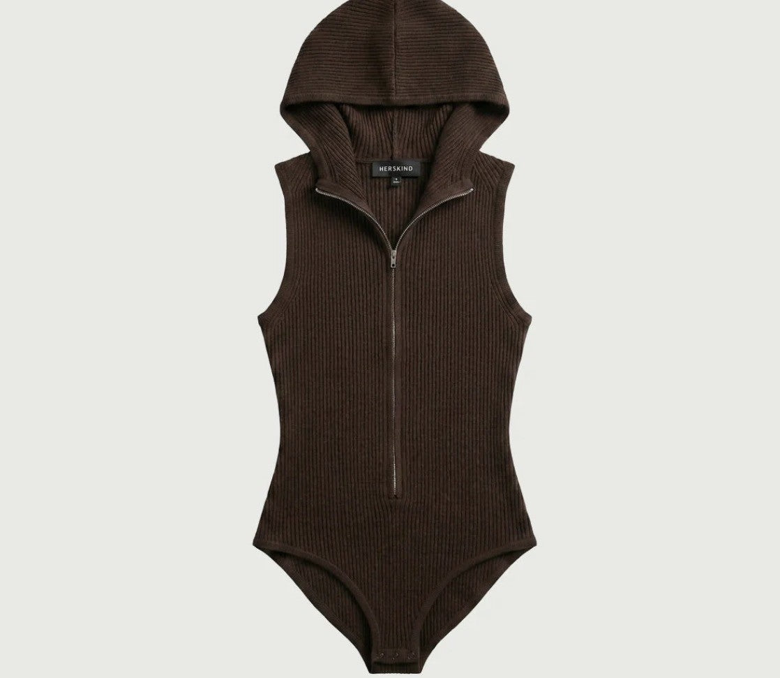 HERSKIND CLOTHILDE- KNIT HOODED BODYSTOCKING -COFFEE