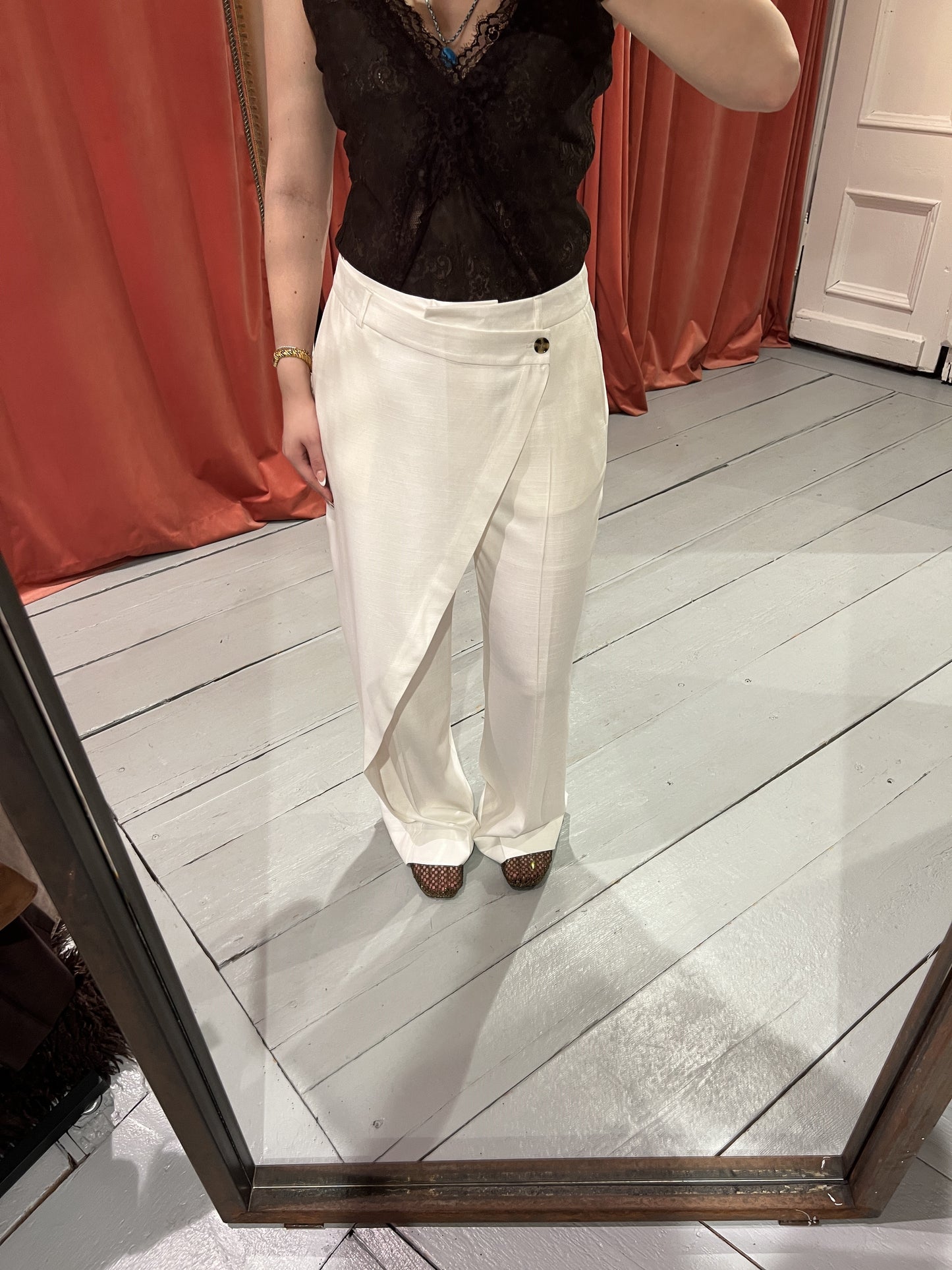 HERSKIND ALINA MID WAIST PANTS - WHITE