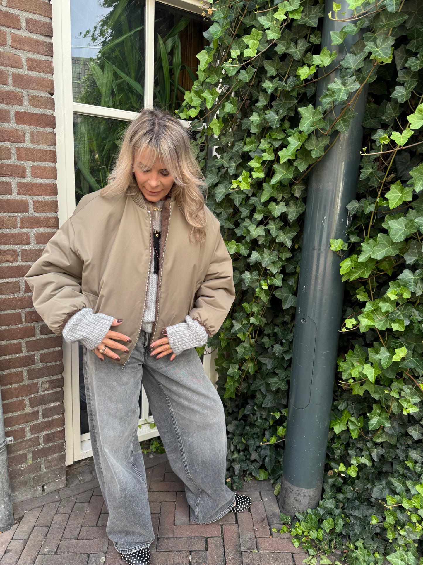 STUDIO AR ETTA FAUX FUR BOMBER JACKET CHOCO