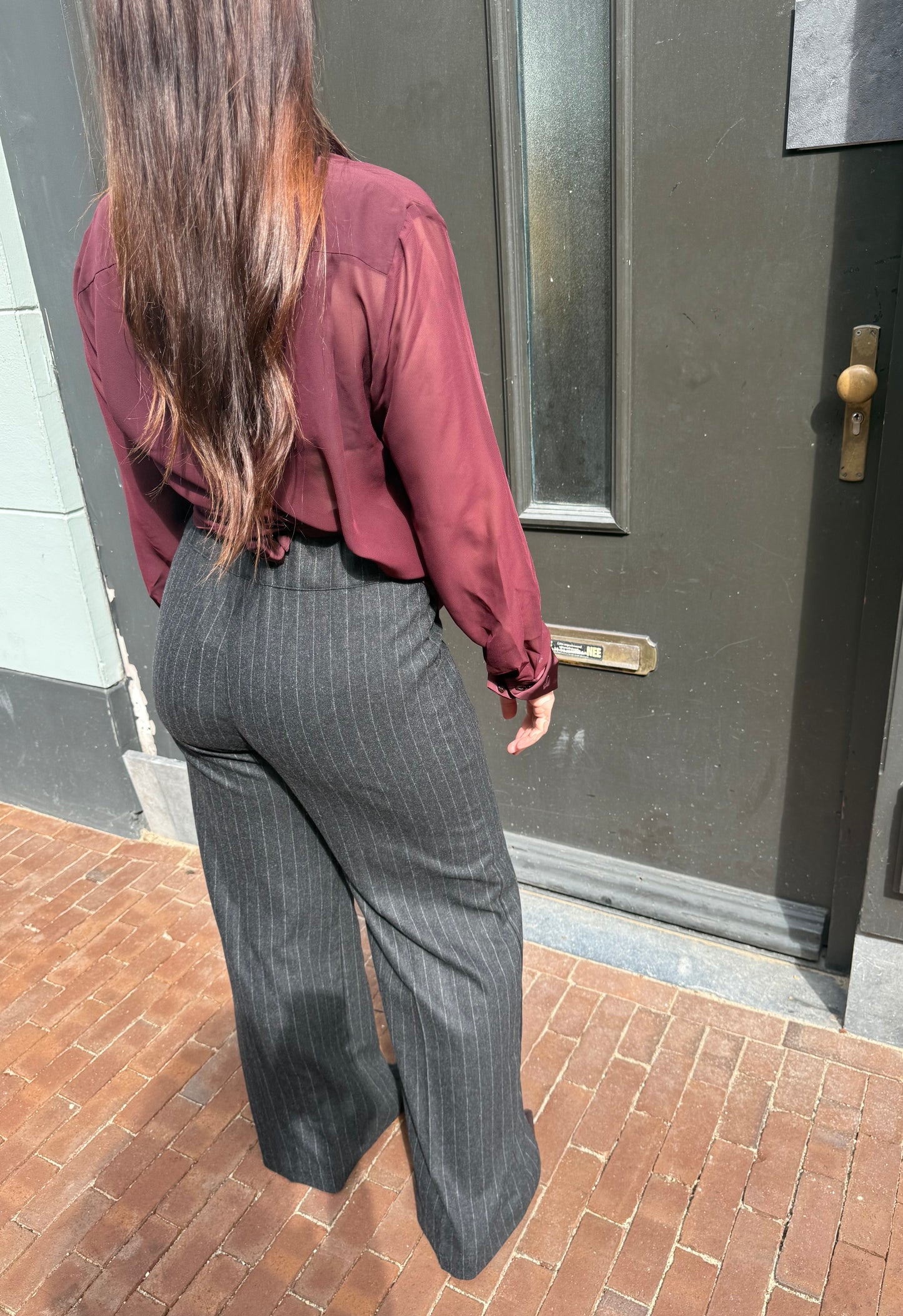 SEA ME HAPPY SUPER WOODY FLANEL WOOL PIN STRIPE PANTS