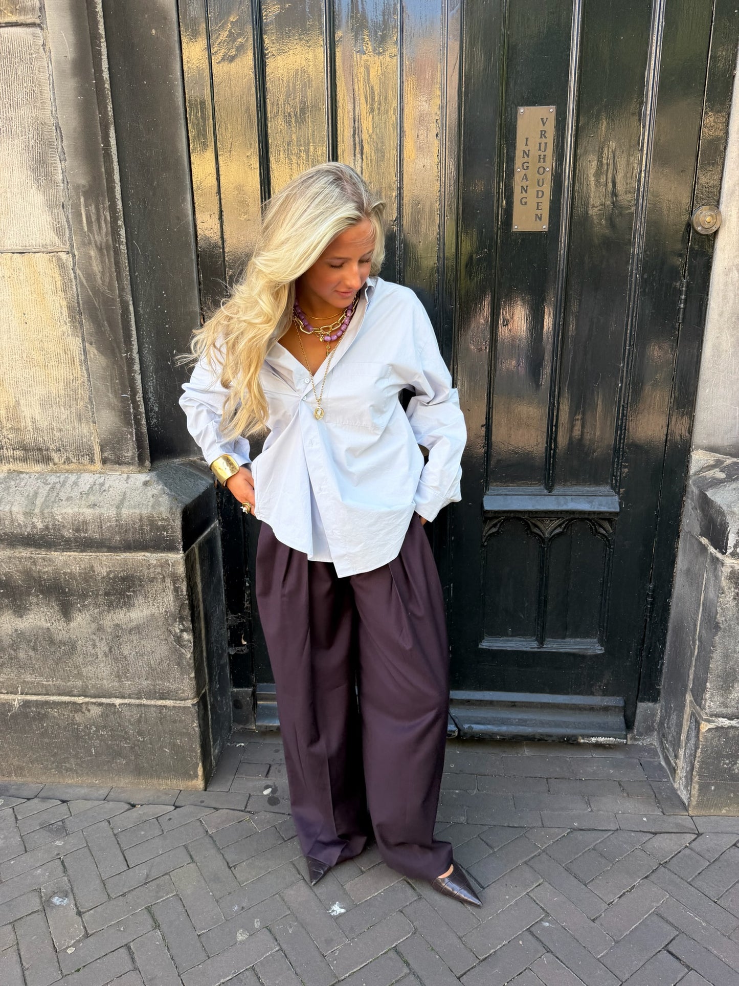 MARGAUX LONNBERG GERRY PANTS BROWN STRIPES