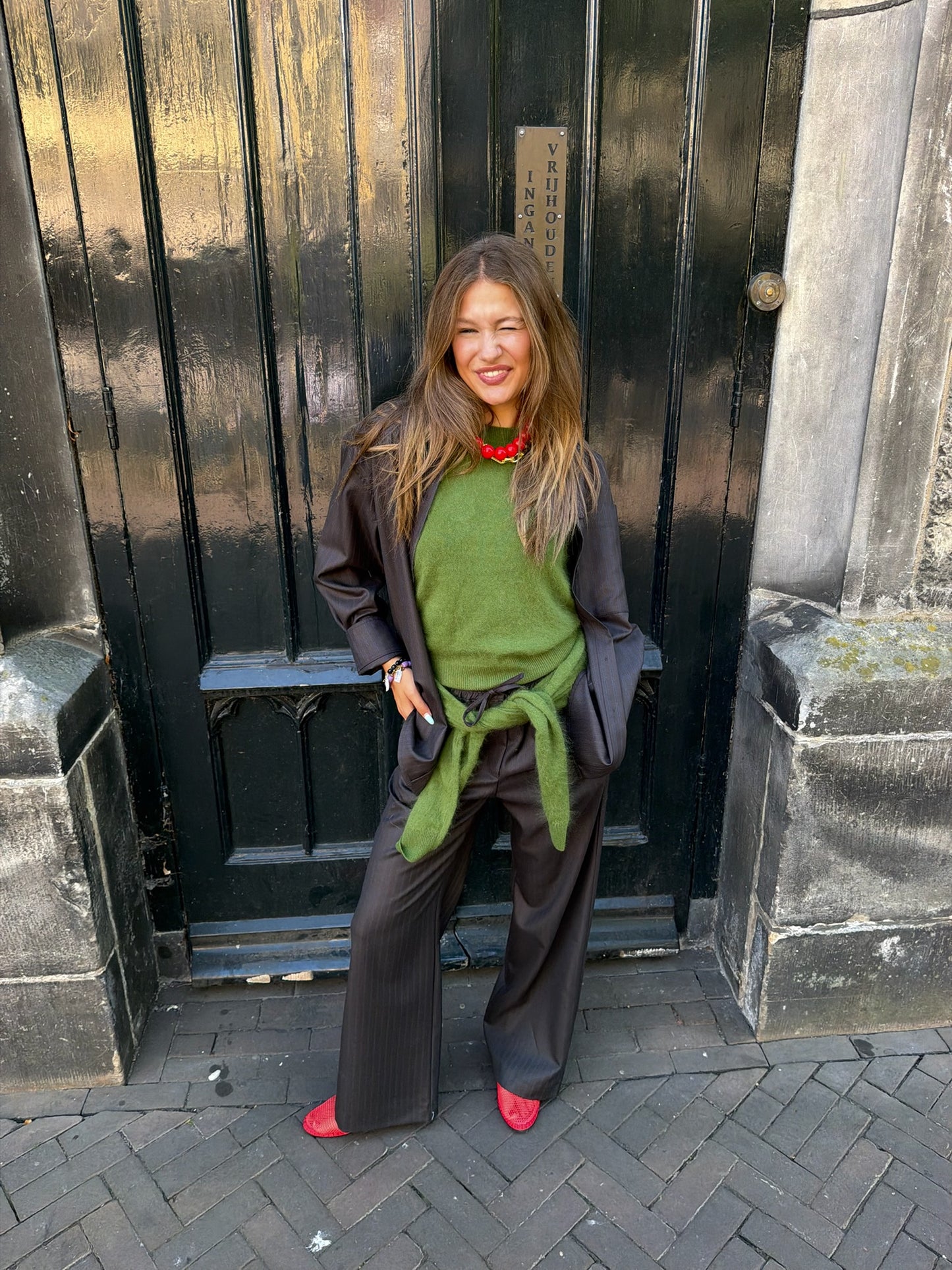 MARGAUX LONNBERG RAINS SHIRT BROWN STRIPES