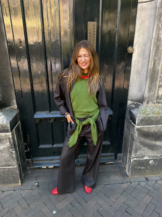 MARGAUX LONNBERG RAINS SHIRT BROWN STRIPES