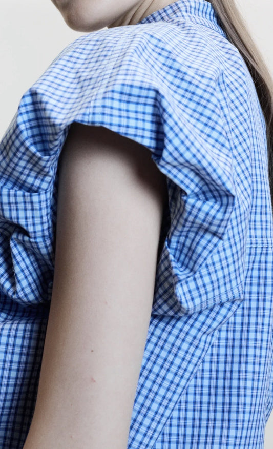 JOHNY KELLS BLOUSE -BLUE CHECK