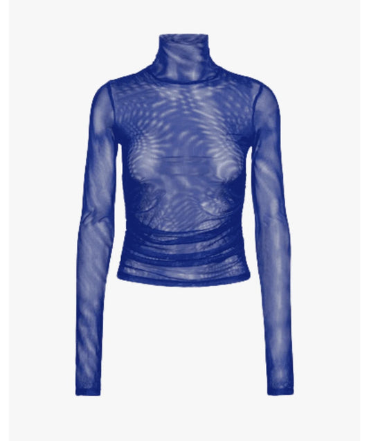 ROTATE MESH RUCHED TOP - MAZARINE BLUE