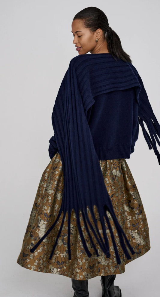 RABENS SALONER DALANI BOXY SWEATER  - NAVY