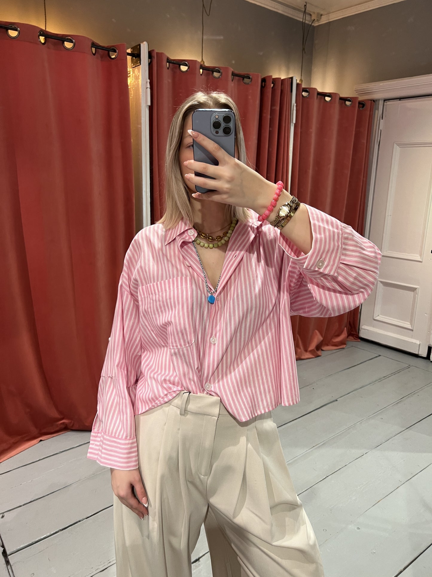 RAE ANTWERP NIKKI SHIRT - PINK/WHITE