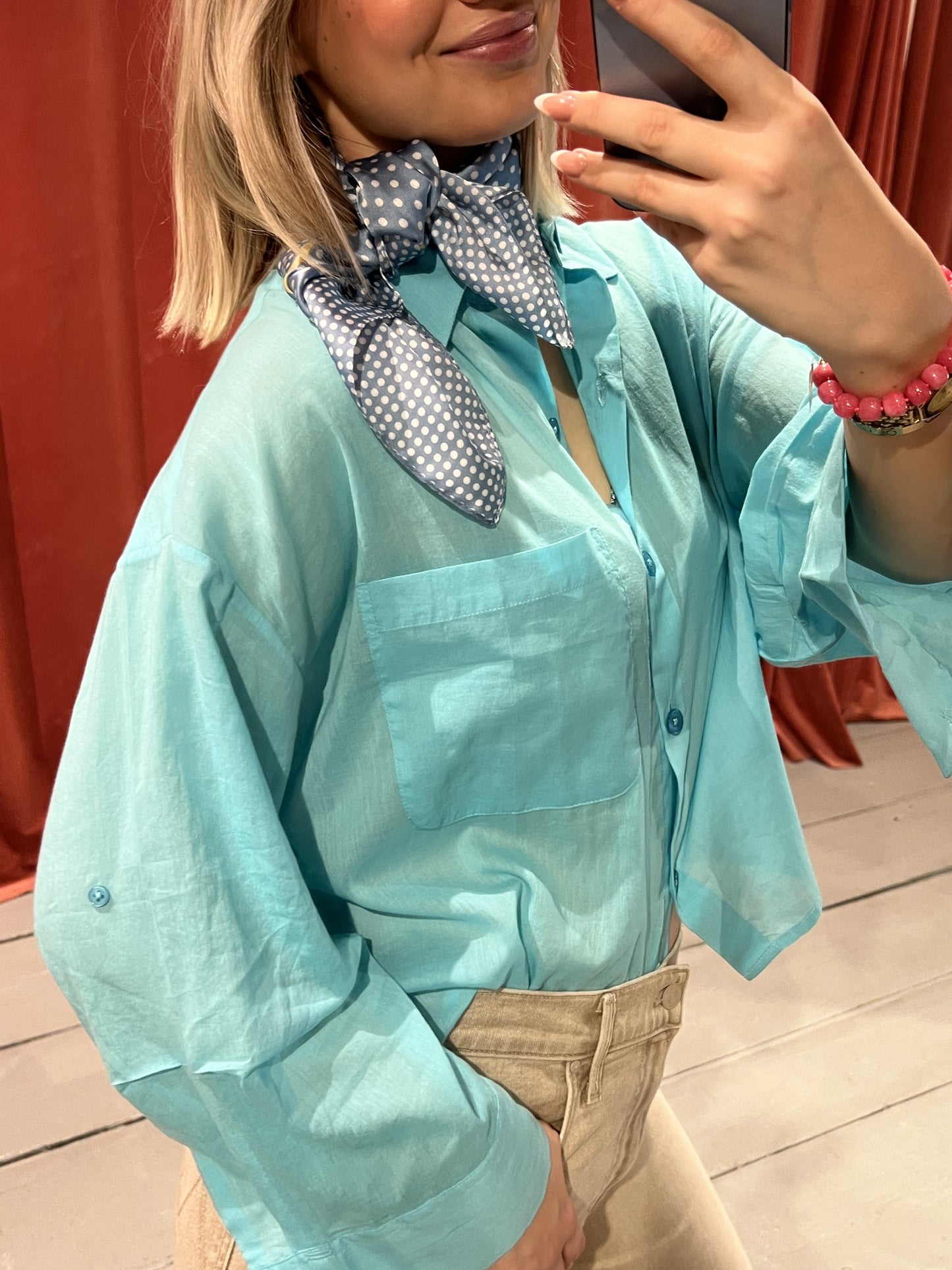 RAE ANTWERP NIKKI SHIRT COTTON VOILE - CHAMBRAY TURQUOIS