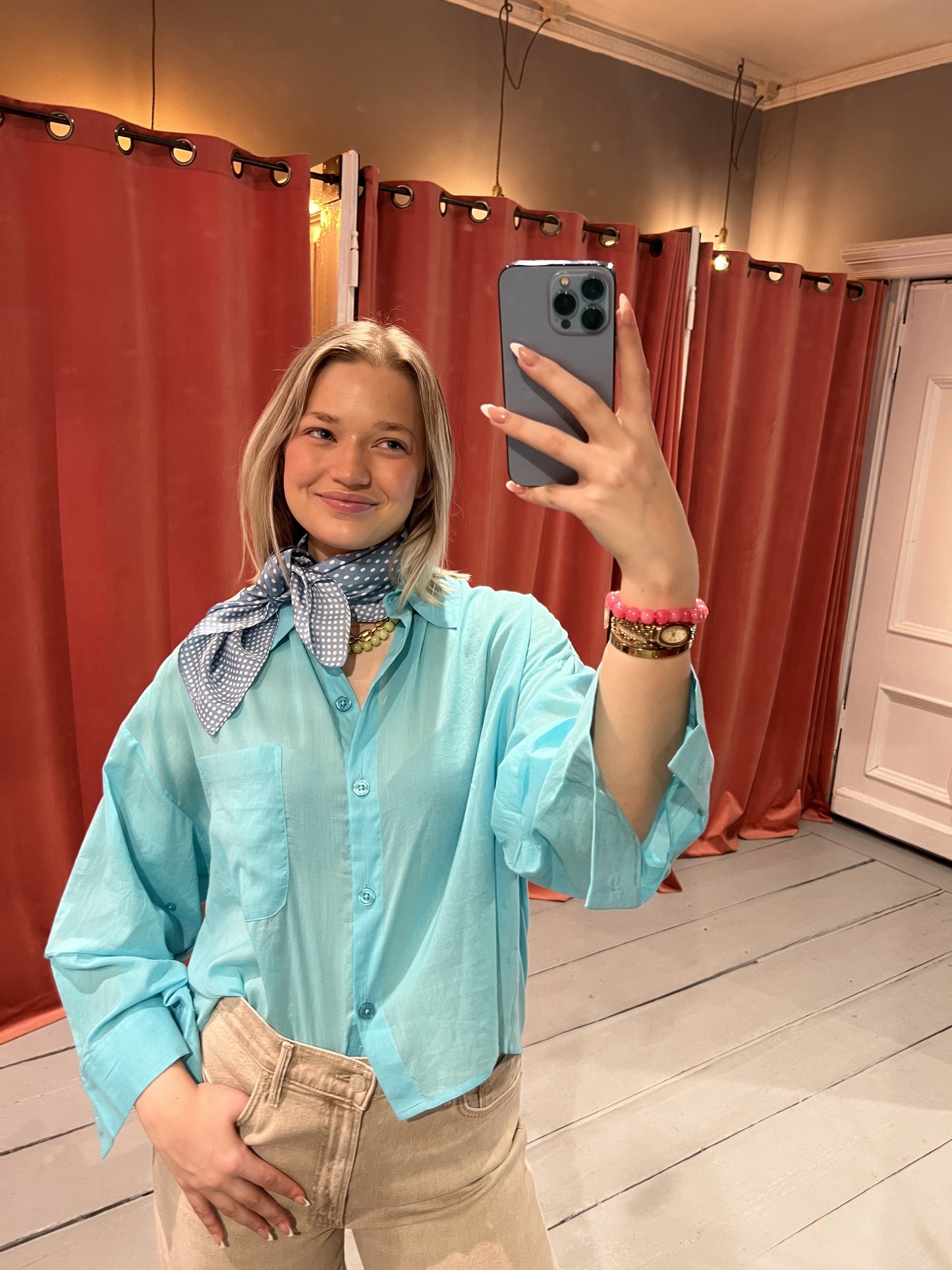 RAE ANTWERP NIKKI SHIRT COTTON VOILE - CHAMBRAY TURQUOIS