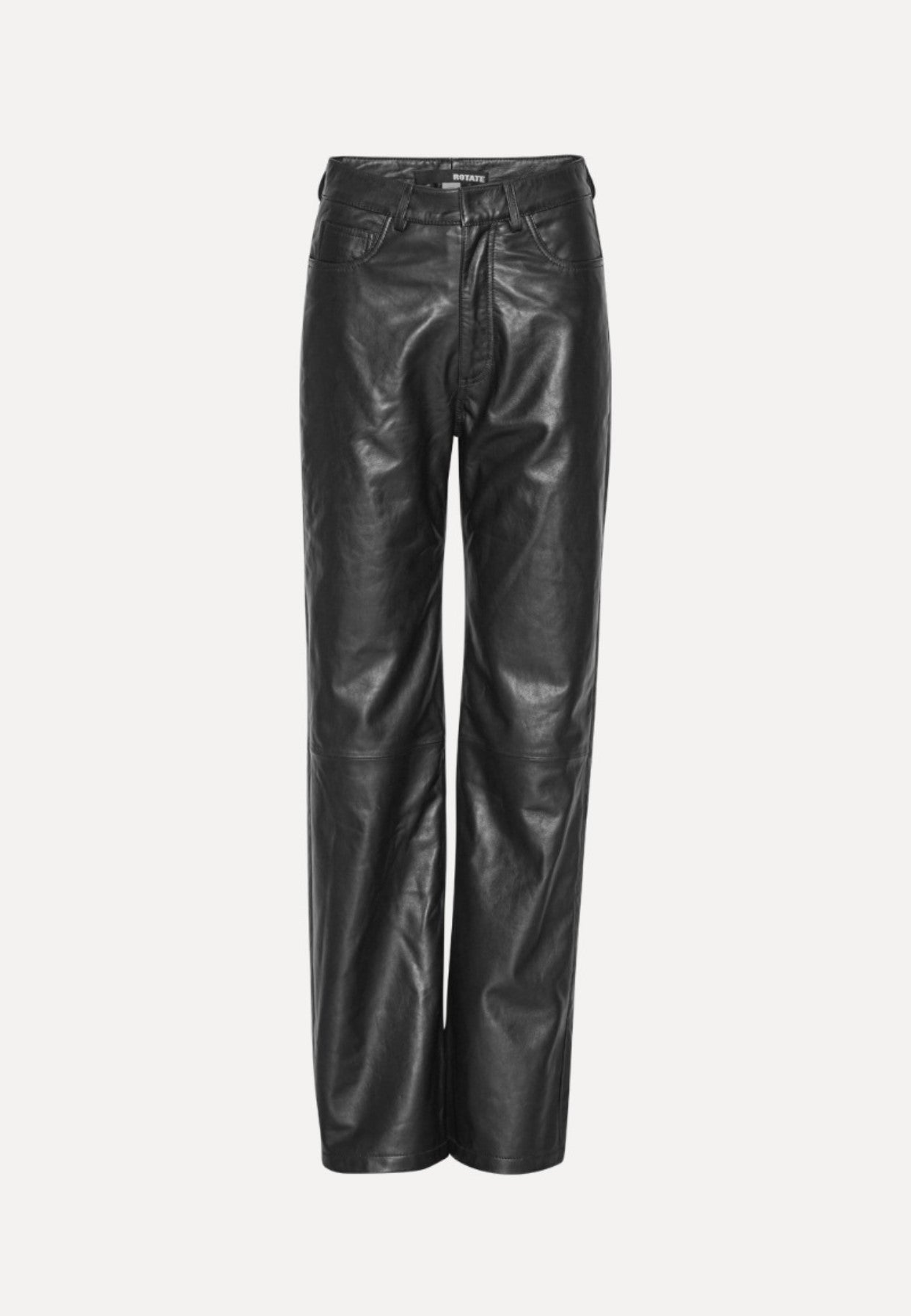 ROTATE STRAIGHT LEATHER PANTS -ZWART