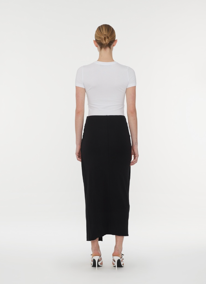 ROTATE FITTED TWISTED SKIRT - ZWART