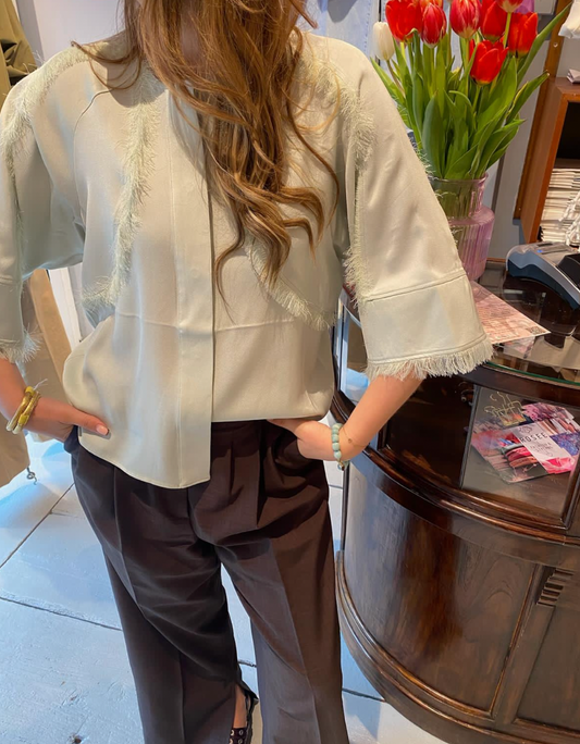 DAY BIRGER ET MIKKELSEN ZELIE MATTE CREPE BLOUSE GREEN LILI