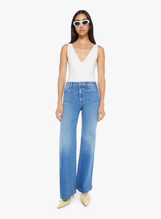 MOTHER DENIM THE HUSTLER ROLLER PATCH POCKET SNEAK JEANS