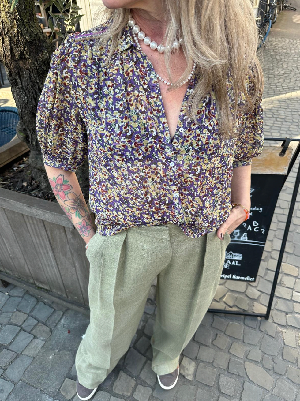 BA&SH SHORT SLEEVED SHIRT LARK VIOLET