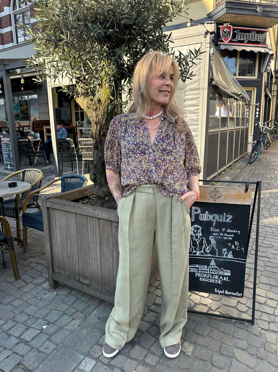 BA&SH SHORT SLEEVED SHIRT LARK VIOLET