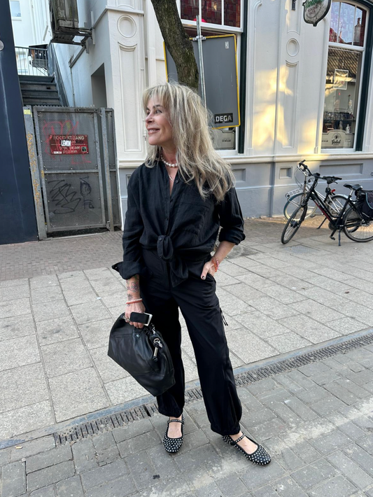 RABENS SALONER AFINA PAPERY PANTS BLACK