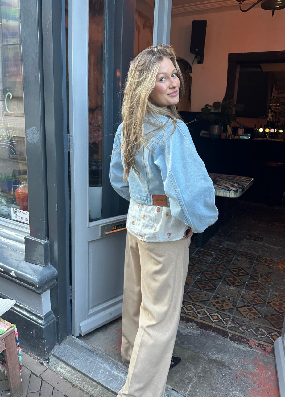 ROTATE ROUND SLEEVE DENIM JACKET LIGHT BLUE