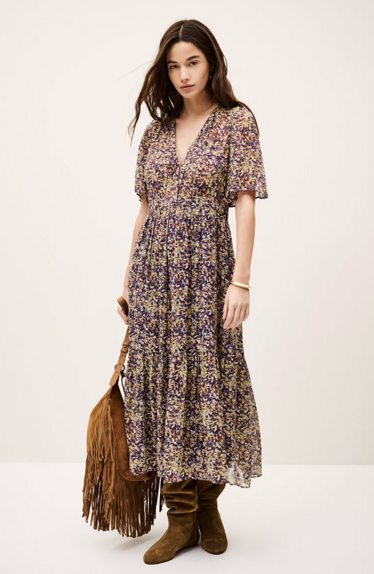 BA&SH SHORT-SLEEVED DRESS LARIOL VIOLET