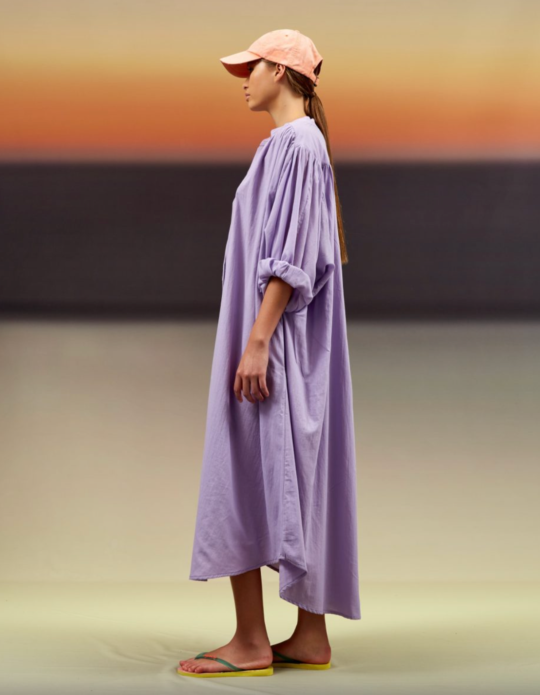SEA ME HAPPY BALLOON DRESS LONG DOUBLE LAYERED LAVENDER