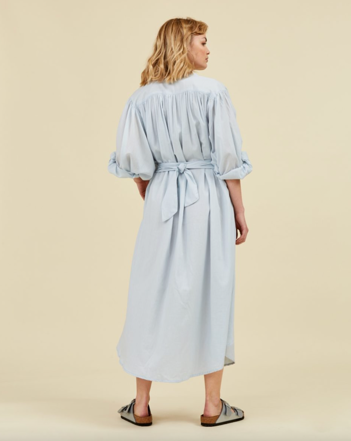SEA ME HAPPY BALLOON DRESS LONG DOUBLE LAYERED SOFT BLUE