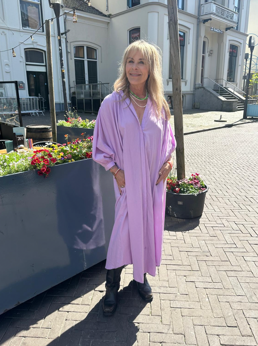 SEA ME HAPPY BALLOON DRESS LONG DOUBLE LAYERED LILAC