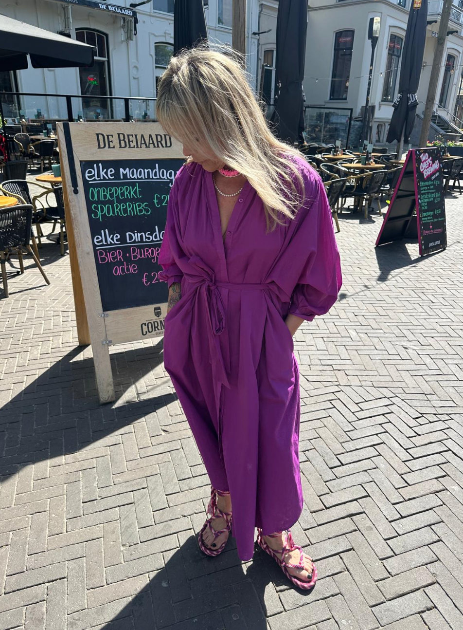 SEA ME HAPPY BALLOON DRESS LONG DOUBLE LAYERED BEETROOT