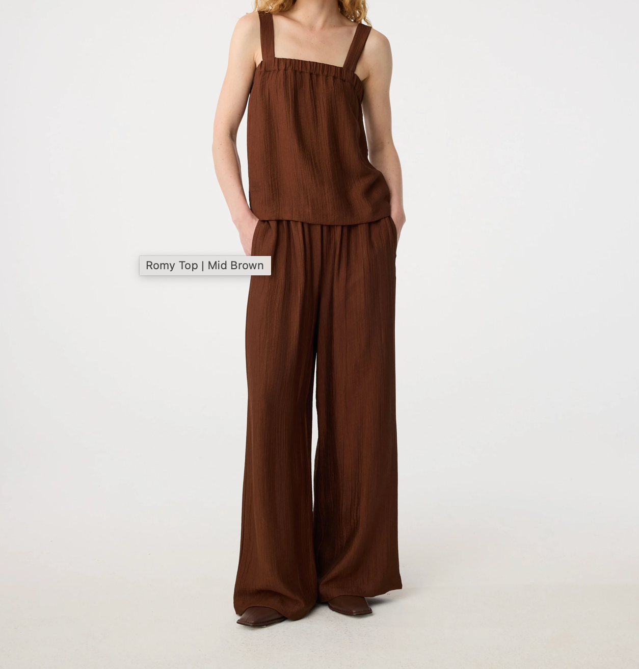 KNITTED ROMY TOP MID BROWN