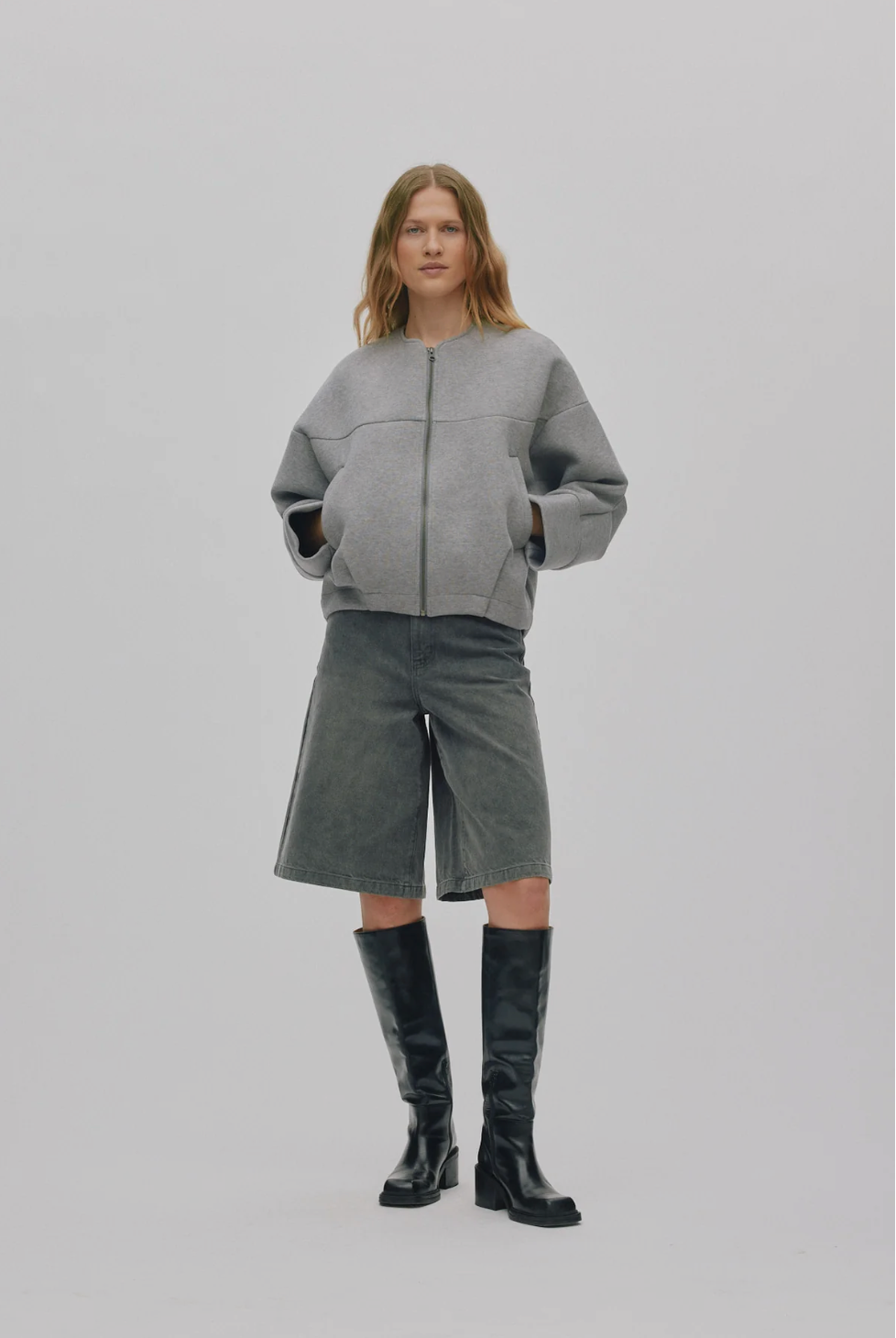 RABENS SALONER VARSITY JACKET GLOD - GREY MELANGE