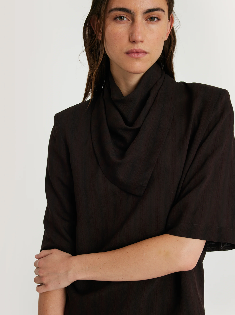 MARGAUX LONNBERG MORO SHIRT BROWN STRIPES